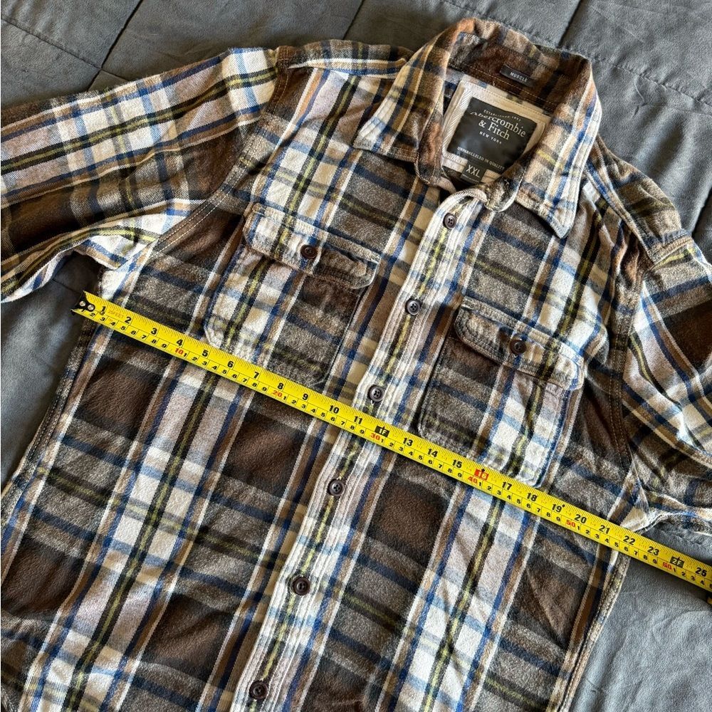 Abercrombie & Fitch Plaid Flannel Button-Up Shirt Heavy and Thick Y2K - Picture 4 of 6